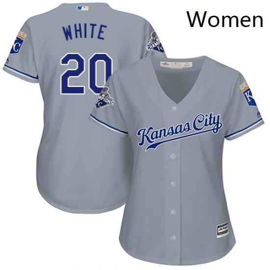 Womens Majestic Kansas City Royals 20 Frank White Replica Grey Road Cool Base MLB Jersey